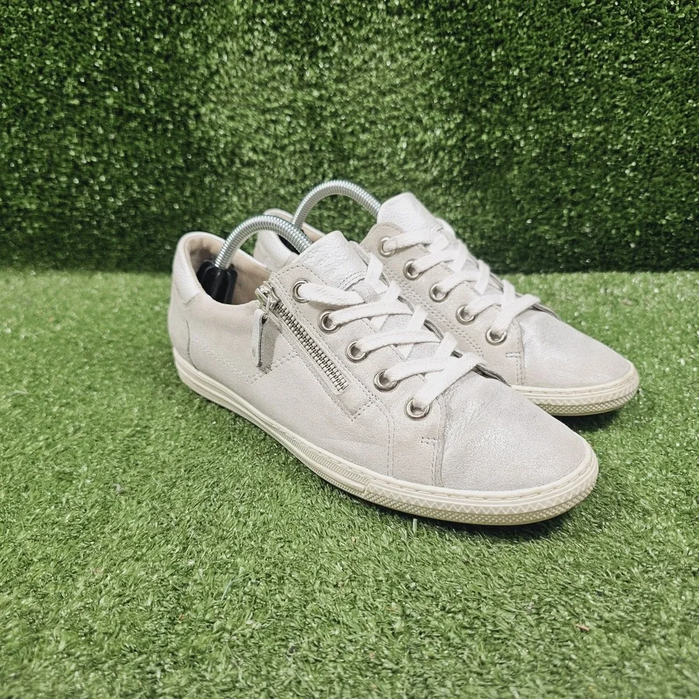 Paul Green Addie Metallic Silver Athletic Zip Up Comfort Sneakers Womens US 7.5